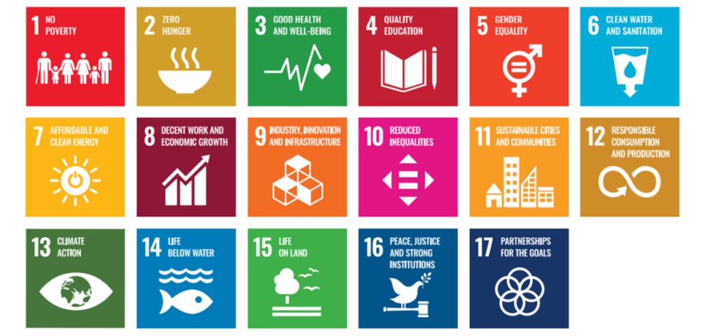 17 sustainable development goals icons.