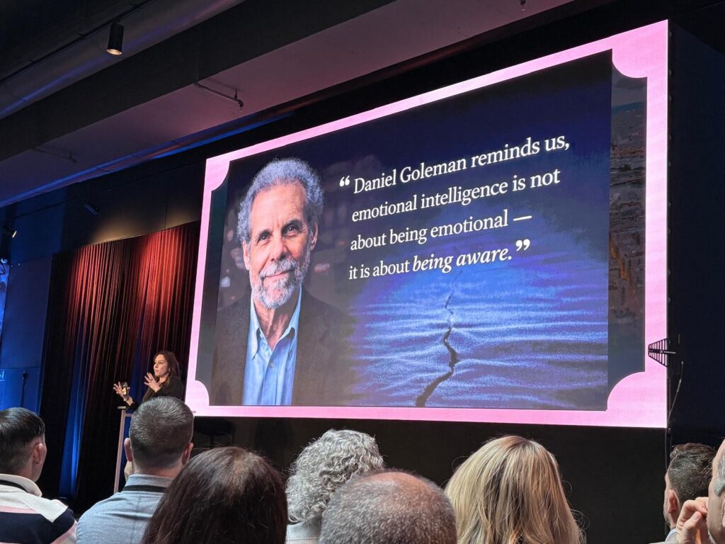 picture of a presentation slide of the Goleman´s sitation: emotional intelligence is not about being emotional – it is about being aware..