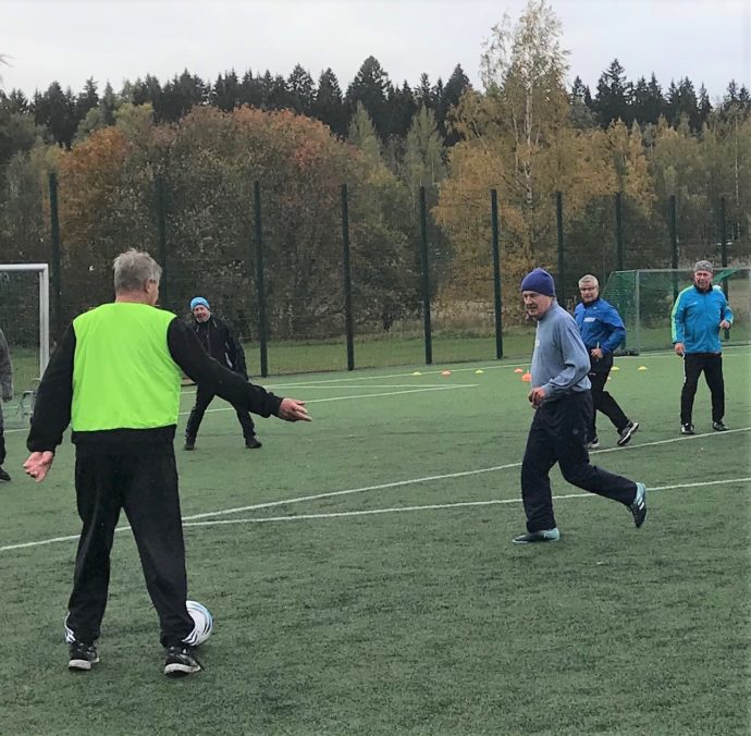 playing football.