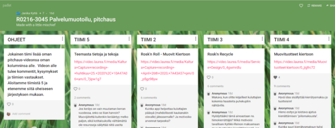kuva Padlet-alustasta. 