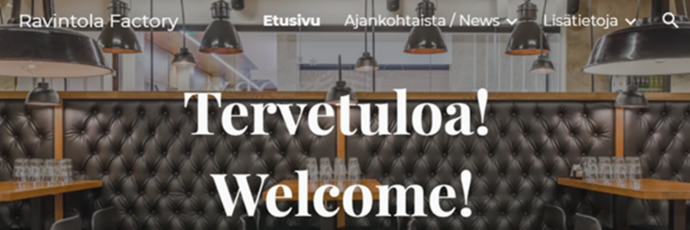 kuva mallipohjan etusivusta, jossa teksti tervetuloa.