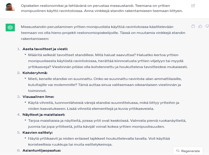 Kuvassa tekoäly ideoi messutapahtumaa.
