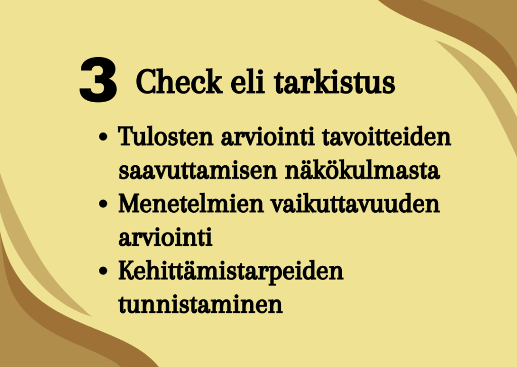 arkistusvaihe: Tulosten arviointi ja tavoitteiden saavuttaminen, menetelmien vaikuttavuuden arviointi sekä kehittämistarpeiden tunnistaminen.