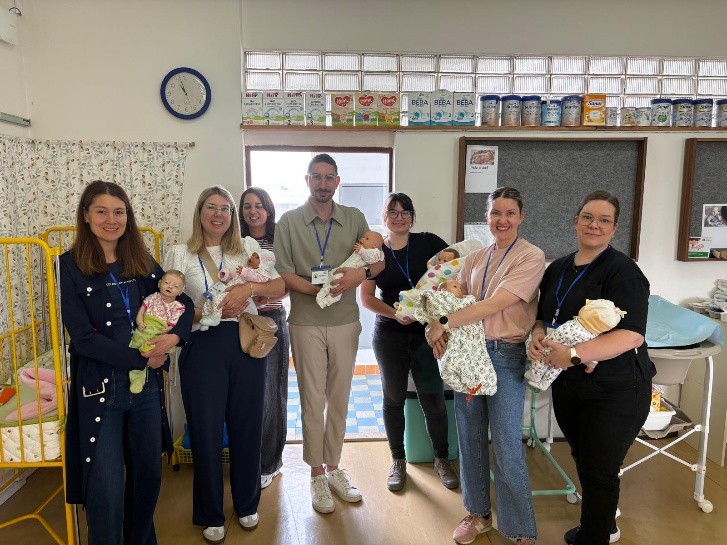 Teachers visiting the pediatric nursing classroom at the College of Healthcare and Nursing in Brno.